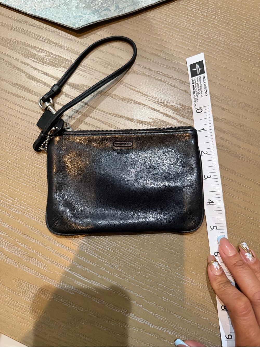 Coach Black Leather Wristlet Pouch